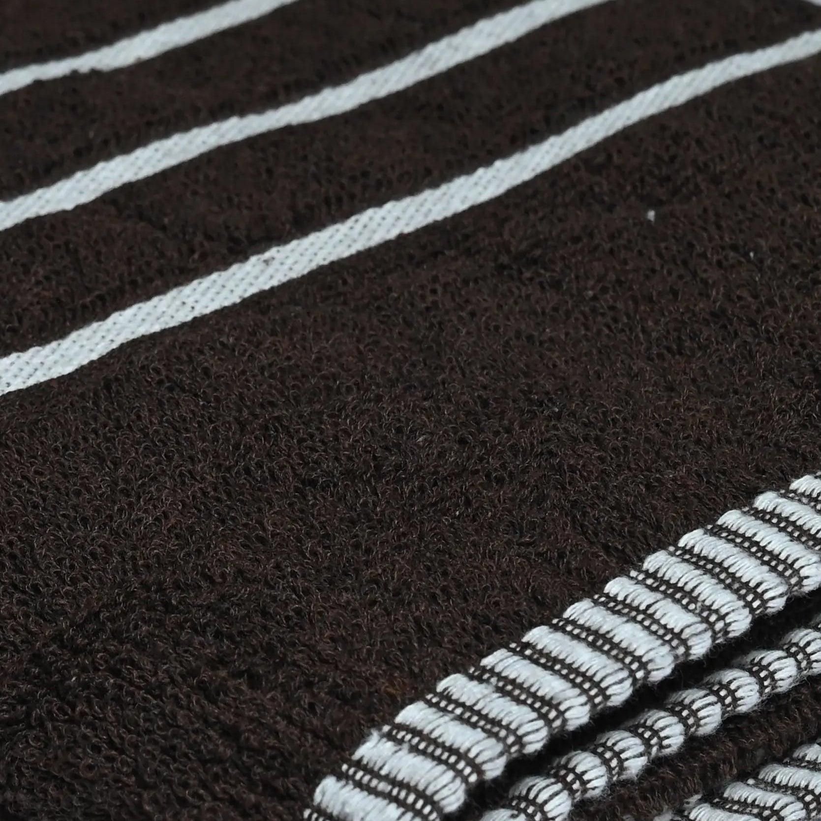 Fabric closeup of brown bath towel.
